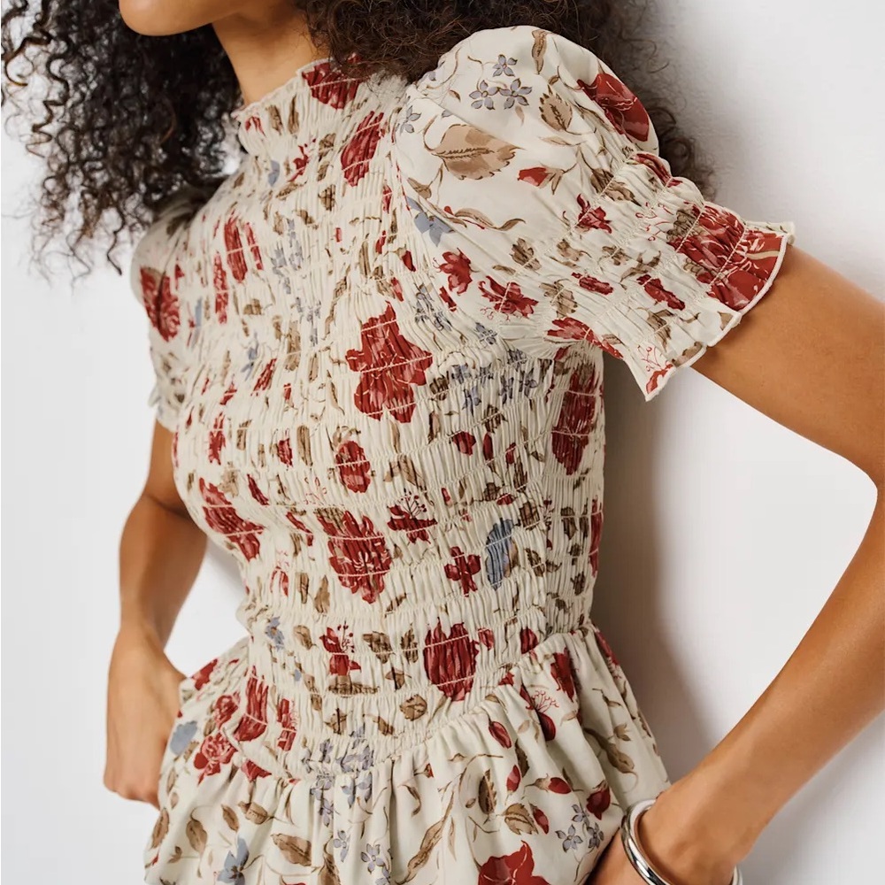 Reformation Cream and Red Floral Blouse - Picture 3 of 7